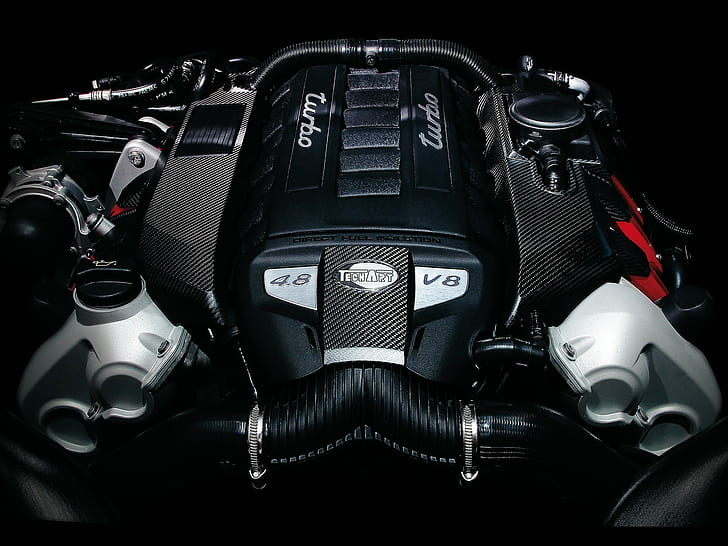 Porsche Turbo V-8 Engine Carbon Fiber HD, cars, HD wallpaper