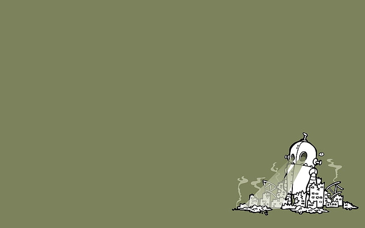 white robot illustration, threadless, simple, ruin, humor, minimalism