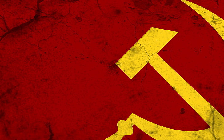 red and yellow wallpaper, hammer and sickle, soviet union, russia, HD wallpaper