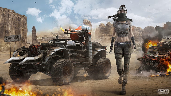 Video Game, Crossout, Car, Girl, Post Apocalyptic, Vehicle