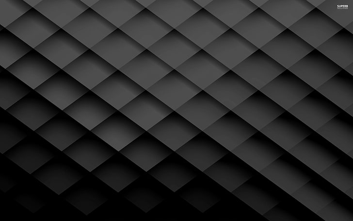 quilted black digital wallpaper, abstract, monochrome, full frame, HD wallpaper