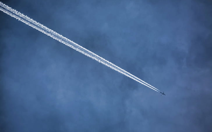 Sky, aircraft, smoke, jet plane trail, HD wallpaper