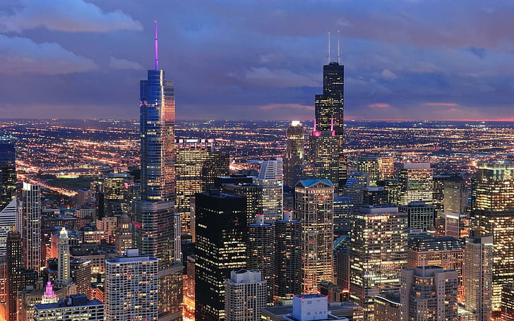 Usa Illinois Chicago Buildings Skysrapers High Resolution, high-rise buildings, HD wallpaper
