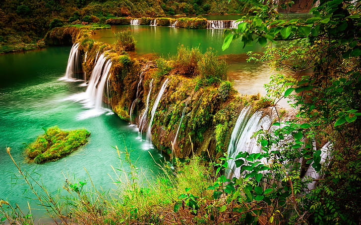 Beautiful Waterfall, Nature Autumn Beautiful Green Grass, Trees Hd Wallpaper 2560×1600, HD wallpaper