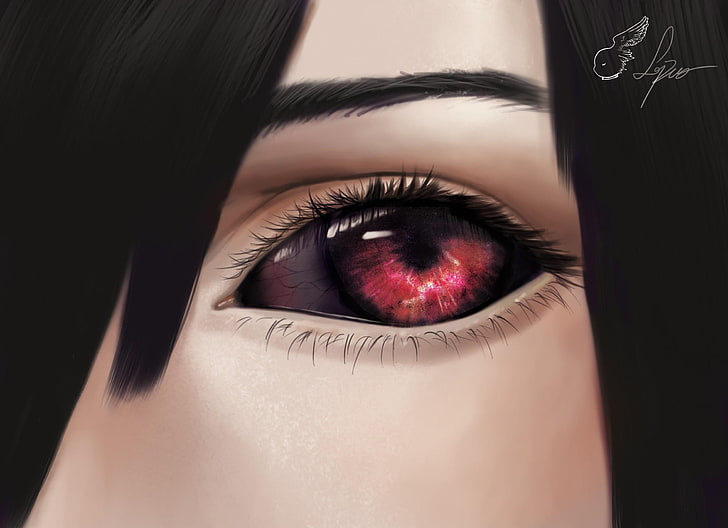 red anime eye, Tokyo Ghoul, Kirishima Touka, eyes, human body part