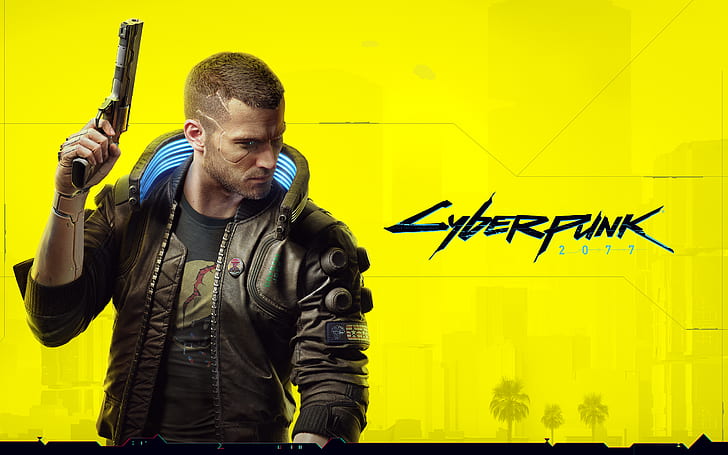 HD wallpaper: Cyberpunk 2077, video games, gun, 3D, yellow background,  weapon | Wallpaper Flare