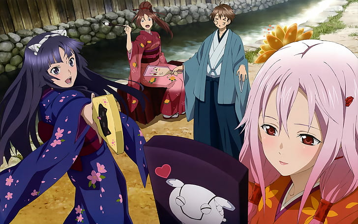Anime, Guilty Crown, Ayase Shinomiya, Inori Yuzuriha, Shu Ouma