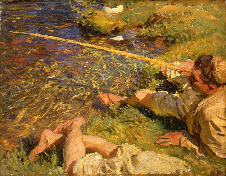 John Singer Sargent, classic art, water, lake, animal wildlife