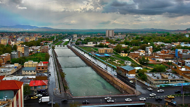 iran, ancıent, river, waterway, city, urban area, sky, metropolitan area, HD wallpaper