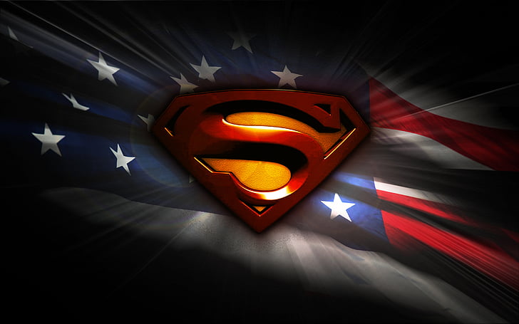 Superman logo on flag of America, Flag of the United States, USA National Flag