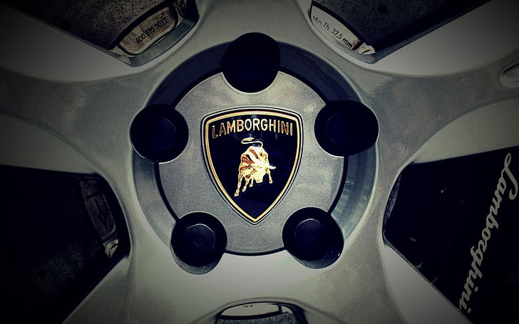gray Lamborghini automotive rim, logo, ADV.1 Wheels, vehicle interior, HD wallpaper