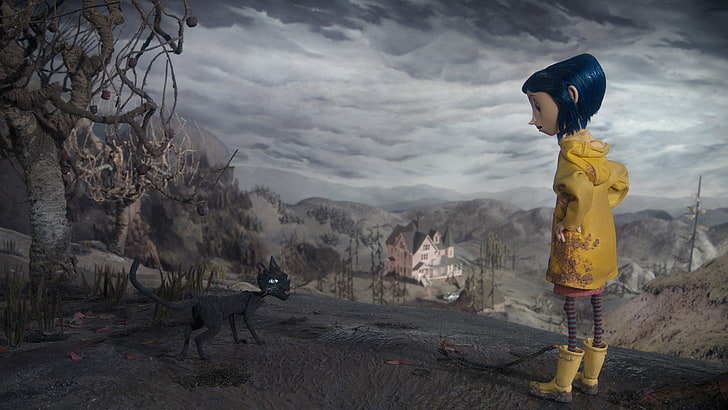 Coraline, Cartoon, Girl, real people, mountain, cloud - sky, HD wallpaper