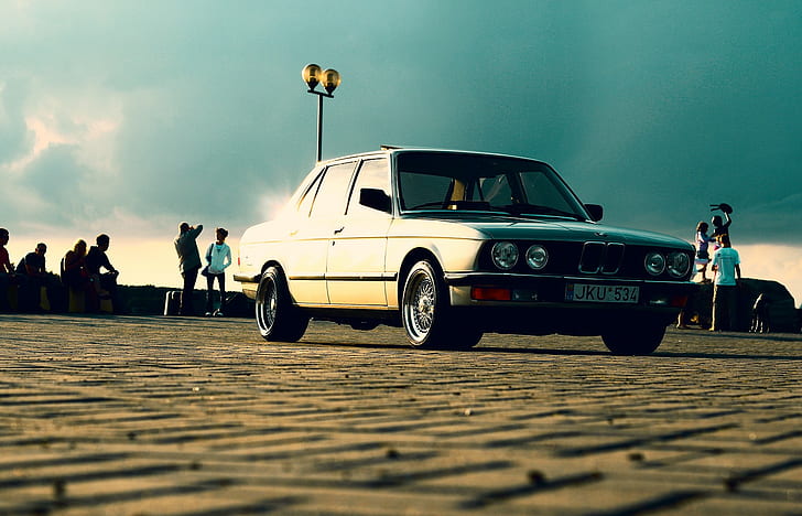 old car, sports car, evening, morning, BMW, rain, Sun, e28, HD wallpaper