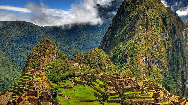 Machu Picchu Inca Ruins Overgrowth Jungle Landscape HD, nature