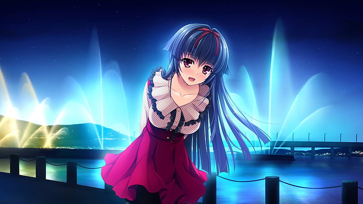 cute the rope, anime, women, one person, night, illuminated, HD wallpaper