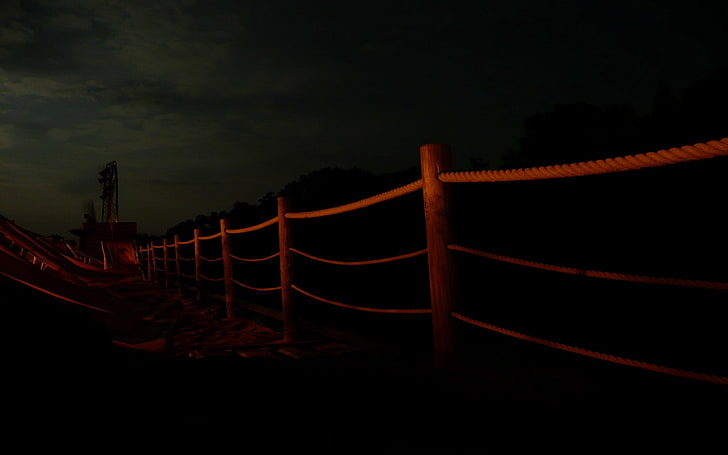 brown rope fences, germany, rails, night, no People, sky, nature, HD wallpaper