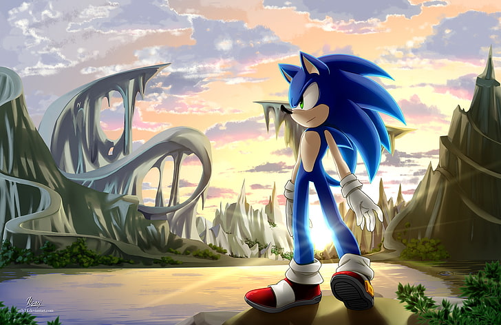 Sonic, Sonic the Hedgehog, sky, nature, leisure activity, sunset, HD wallpaper