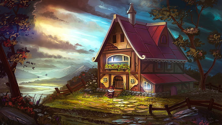 house, picturesque, cottagge, fairytale, dreamland, magical, HD wallpaper