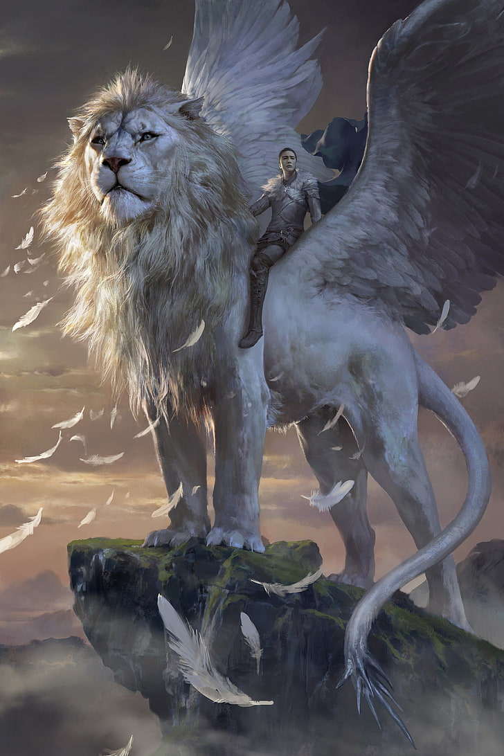 Lion on Cliff Digital Background