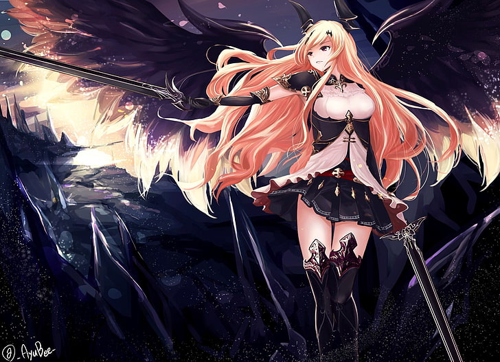 Dark Angel Olivier illustration, anime, anime girls, Shingeki no Bahamut, HD wallpaper