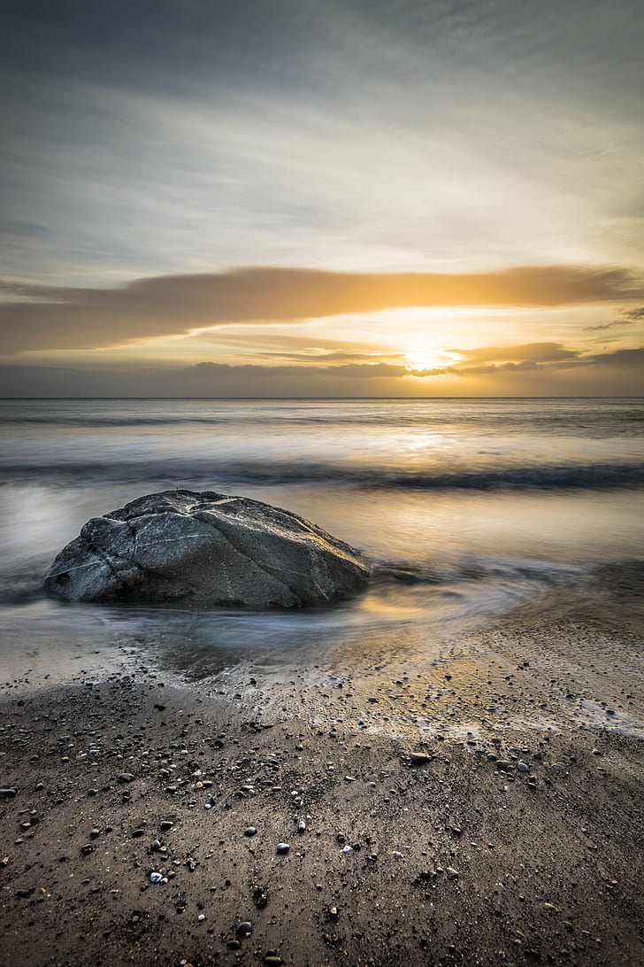 seashore under sunset sky, white rocks, dublin, ireland, white rocks, dublin, ireland, HD wallpaper
