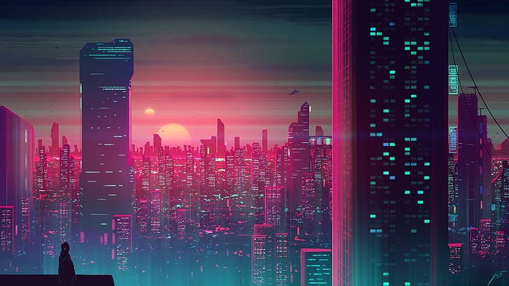 Sci Fi, City, Building, Futuristic, Skyscraper, Sunset