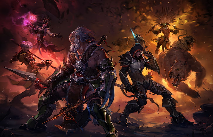 game application wallpaper, Diablo III, warrior, creature, magic