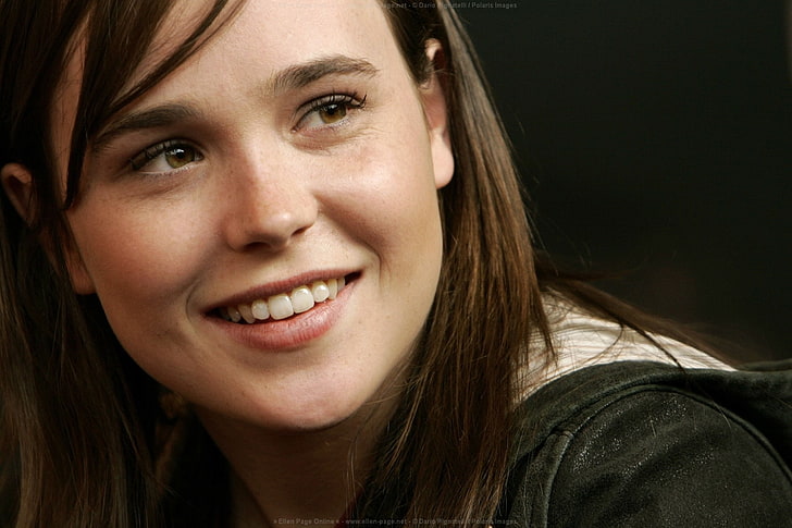 Ellen Page, face, eyes, smiling, celebrity, women, portrait, HD wallpaper
