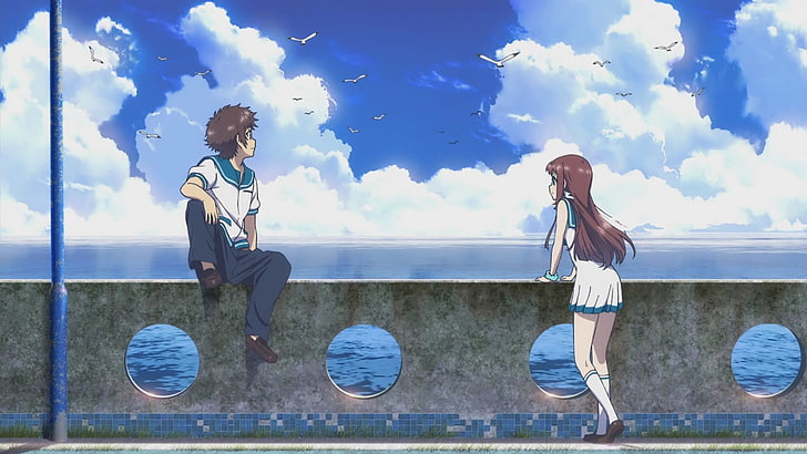 HD wallpaper: Anime, Nagi no Asukara, water, young adult, young women, real  people