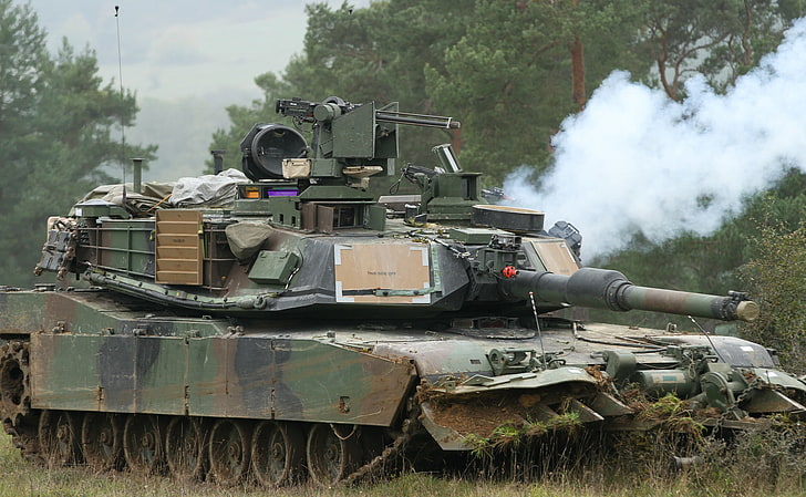 tank, armor, Abrams, M1A2, military, smoke - physical structure