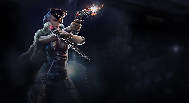 CrossFire Arch Game, woman holding red and black gun character illustration