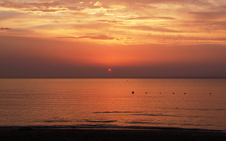 Sunset Ocean Beach HD, nature, HD wallpaper