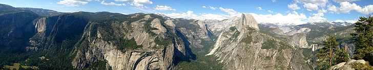 triple screen, Yosemite National Park, multiple display, HD wallpaper