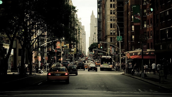 traffic lights, New York City, cityscape, transportation, motor vehicle