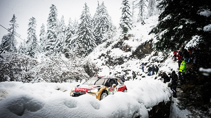 Rally, Citroën, wrc, Citroen DS3, vehicle, car, winter, snow