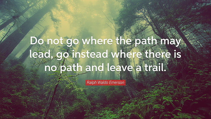 Ralph Waldo Emerson quote, typography, nature, mist, forest, motivational, HD wallpaper