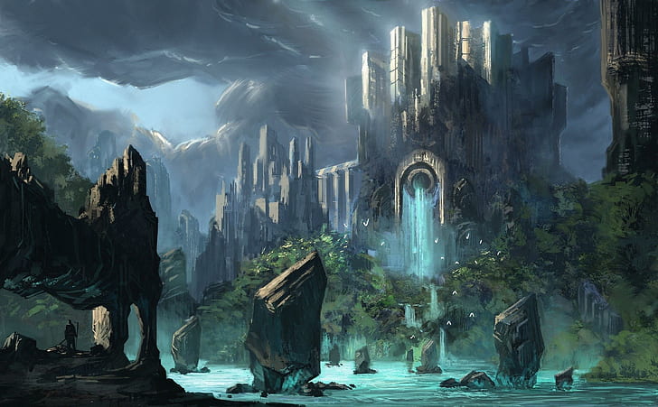 The Last Destination, castle painting, traveling, fantasy, dungeon, HD wallpaper