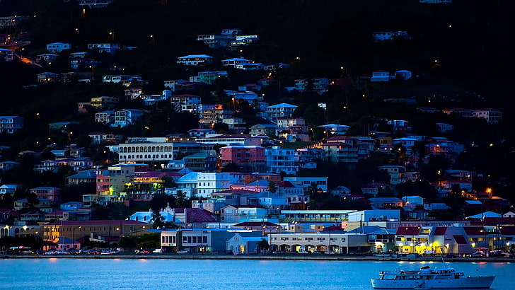 silhouette photo of village, port royal, harbor, jamaica, night, HD wallpaper