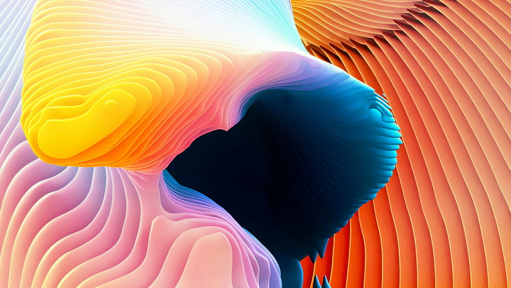 yellow, pink, blue, and orange abstract digital wallpaper, MacBook Pro