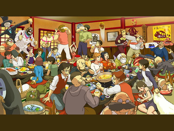 animated characters inside room digital wallpaper, Hayao Miyazaki