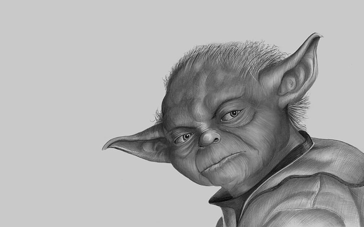 Master Yoda sketch, Star Wars, portrait, headshot, studio shot, HD wallpaper