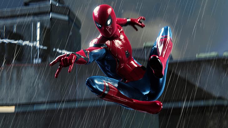 HD wallpaper: Rain, Man, PS4, Playstation 4 Pro, Marvel's Spider-Man | Wallpaper