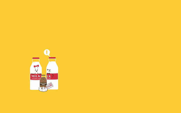 white bottle illustration, bottles, milk, humor, minimalism, container, HD wallpaper