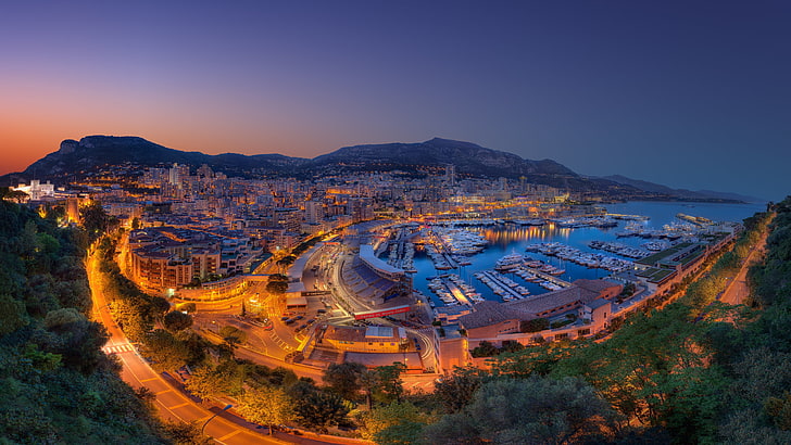 Princess Monaco Monte Carlo Skyline At Night Yachts Port Panorama Ultra Hd Desktop Wallpaper For Mobile And Tablet 3840×2160, HD wallpaper