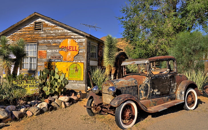 vintage rusted steel coupe, car, old car, Rat Rod, wreck, Oldtimer, HD wallpaper