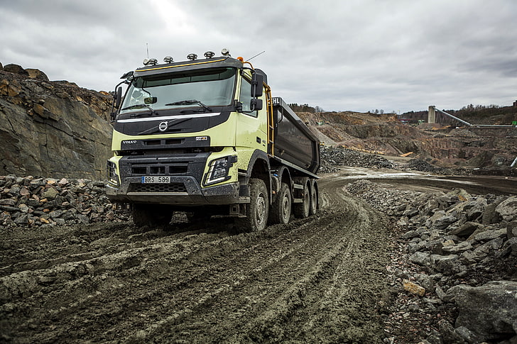 road, stones, dust, Volvo, truck, 2013, quarry, FMX, 8x4, machinery