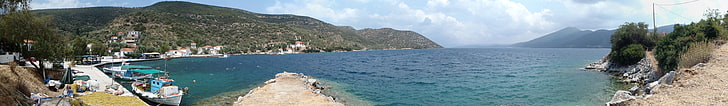 sea, Pelion, Greece, kottes, panoramic, water, mountain, scenics - nature, HD wallpaper