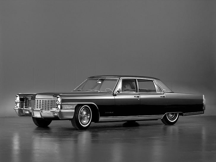 vintage sedan, background, black, Cadillac, 1965, the front, Fleetwood