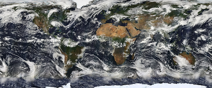 Earth from Space, Asia, Africa, Australia, Antarctica, Clouds