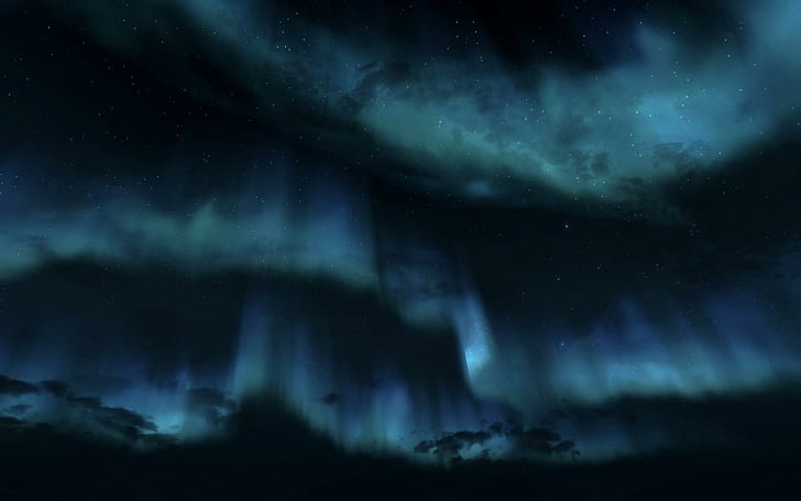 Amazing Polar Sky Lights, blue, dark, aurora, nature and landscapes, HD wallpaper